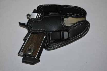 Black Leather Gun Holster Belt Clip